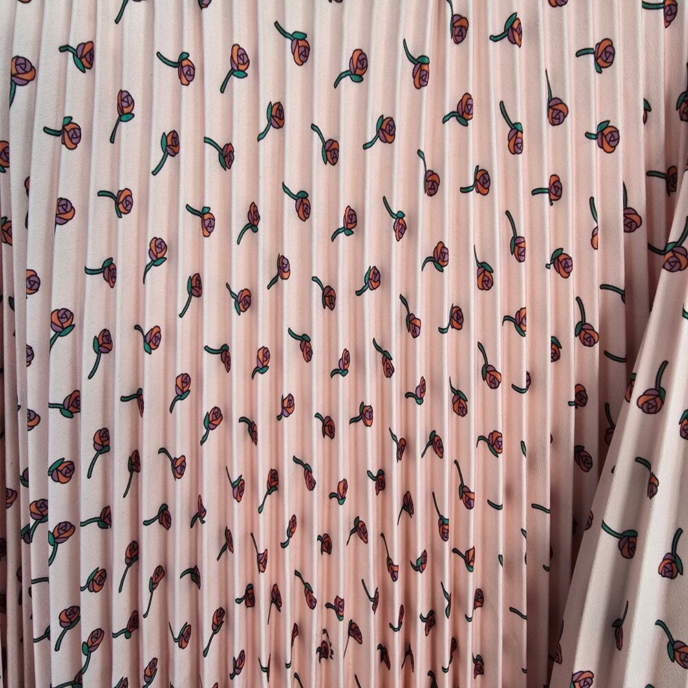 Prada 2017 Pink Pleated CDC Rose Print Midi Skirt Size 40 NWT - Picture 10 of 11